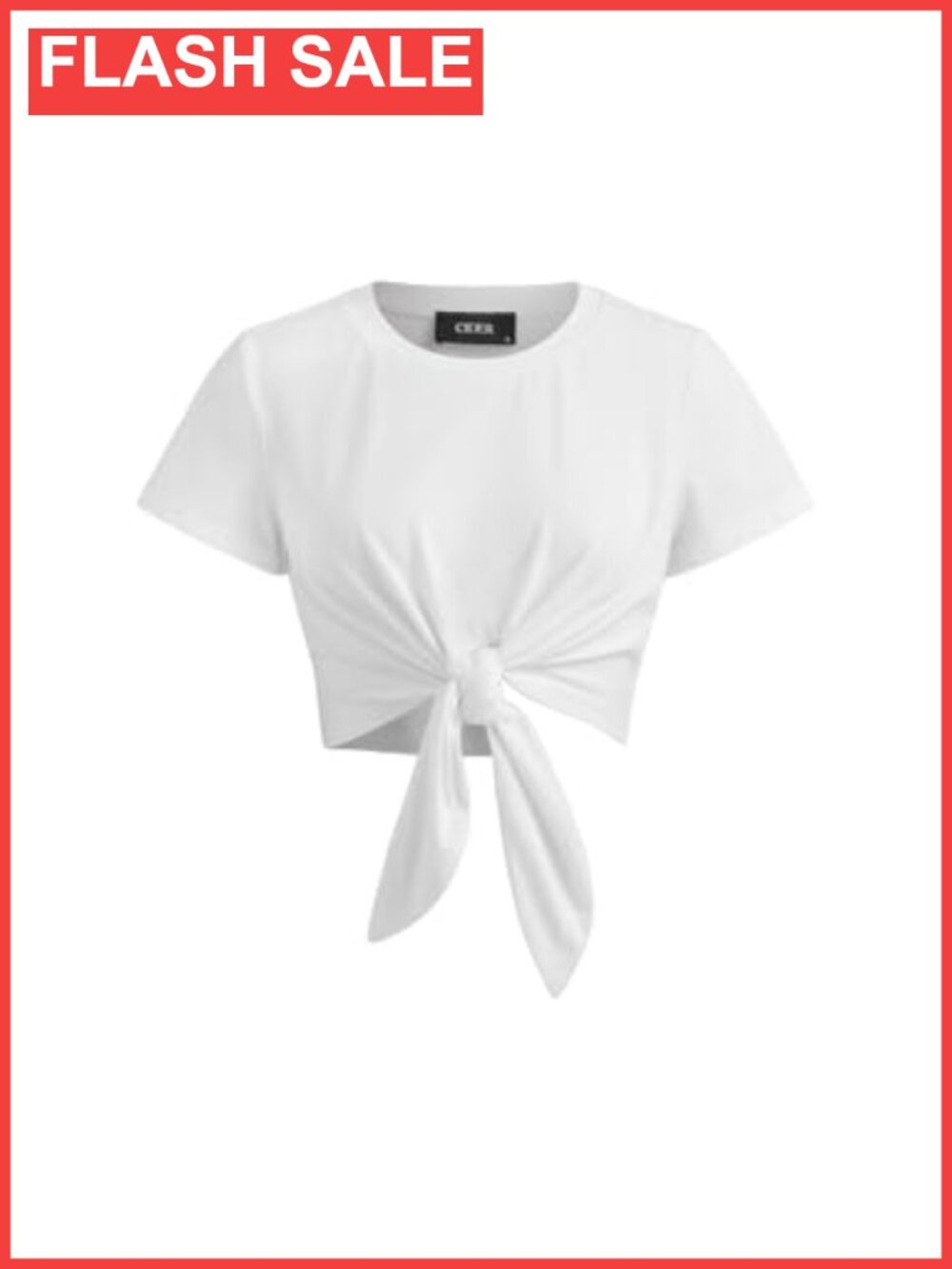 Women's Knotted Front Crop Top Round Neck Short Sleeve Casual Y2K